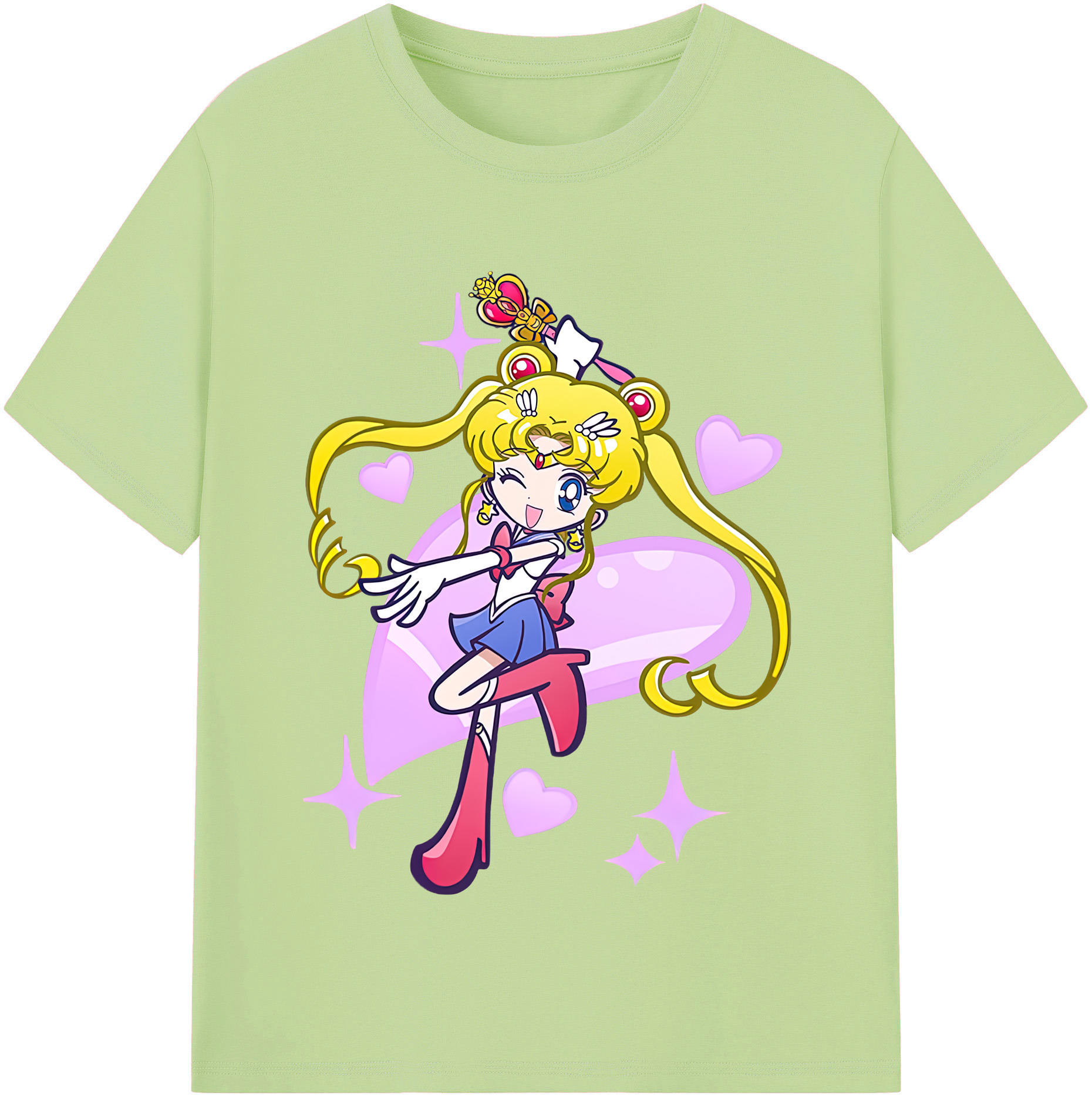 （画像用） 美少女戦士セーラームーン 月野 うさぎ つきの うさぎ Sailor Moon Tsukino Usagi 綿100％半袖Tシャツ（フロントプリント）